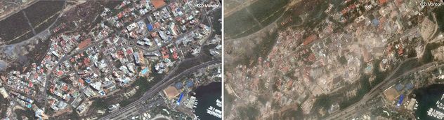 Antes y después luego de que se registraran dos terremotos, en Caracas, Venezuela. 