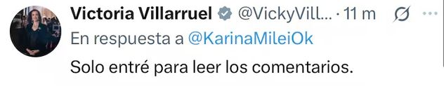 El comentario de Victoria Villarruel al posteo de Karina Milei tras la renuncia de Manuel Adorni