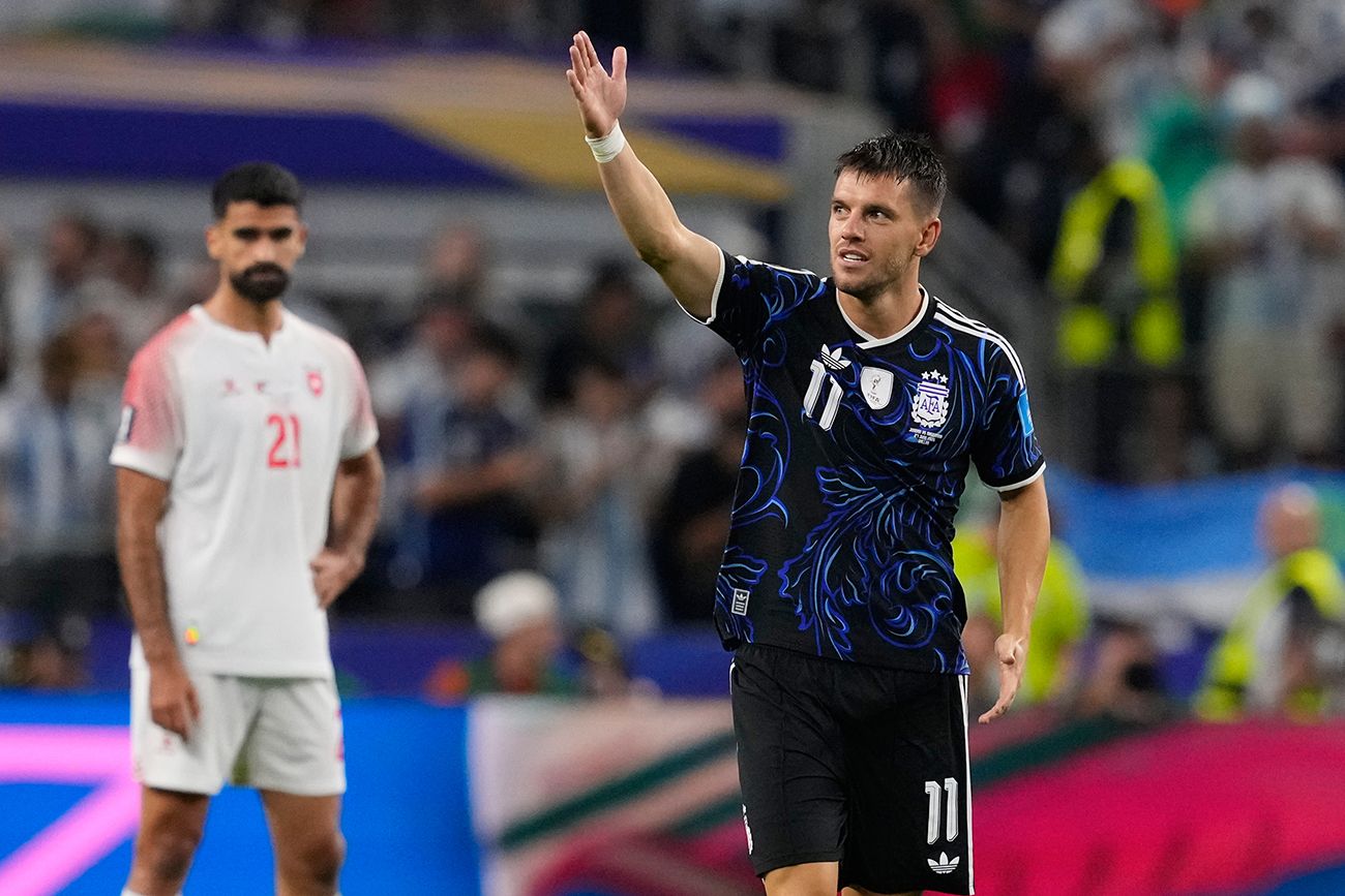 Giovani Lo Celso celebra el primer gol de Argentina frente a Jordania, por la última fecha del Grupo J del Mundial 2026.