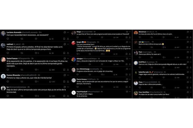Algunos de los mensajes que le dejaron a Migue Granados en su publicación en X.