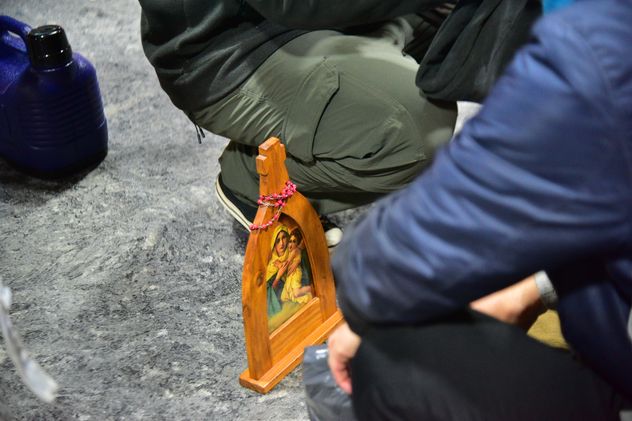 Una imagen peregrina de María acompañó a los voluntarios.