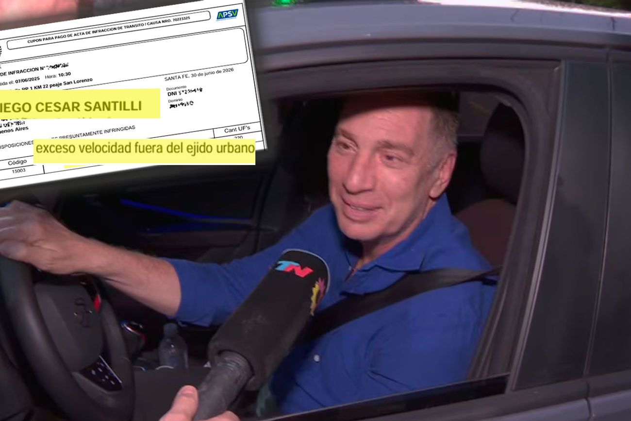 Diego Santilli a bordo de su auto. (TN/Fotomontaje La Voz)