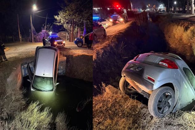 Neuquén: manejaba con 1,76 de alcohol en sangre, perdió el control del auto y cayó a un desagüe.