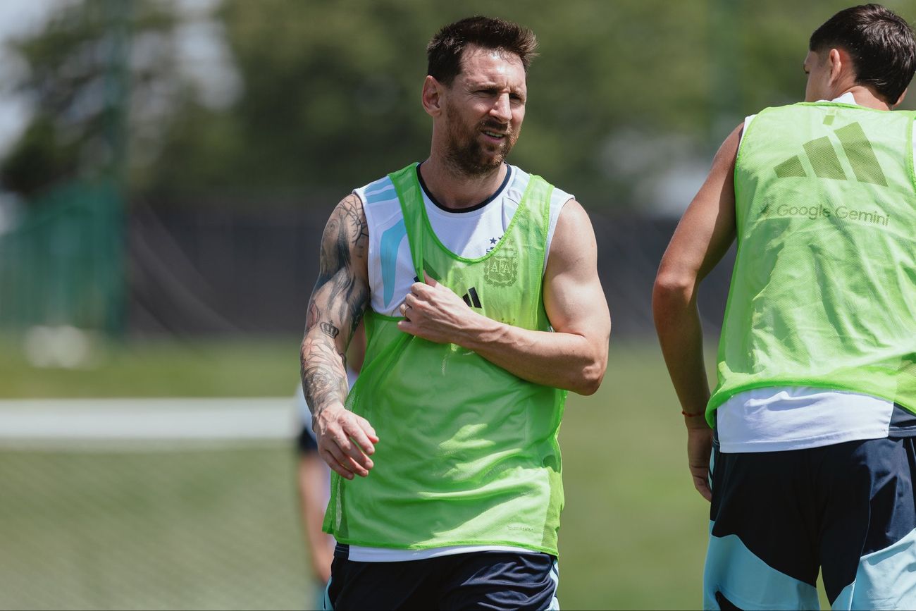 Lionel Messi en el entrenamiento de Argentina.