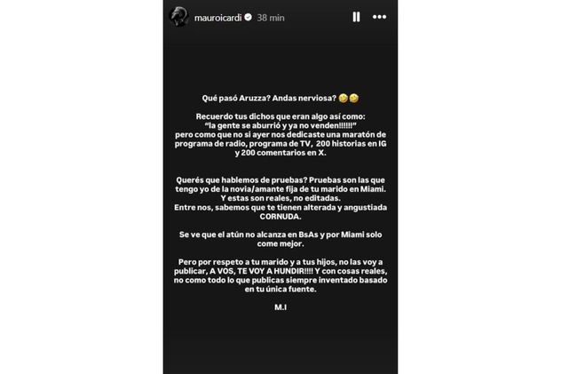 La lapidaria historia que Mauro Icardi compartió amenazando a Yanina Latorre con revelar una supuesta infidelidad de Diego Latorre.