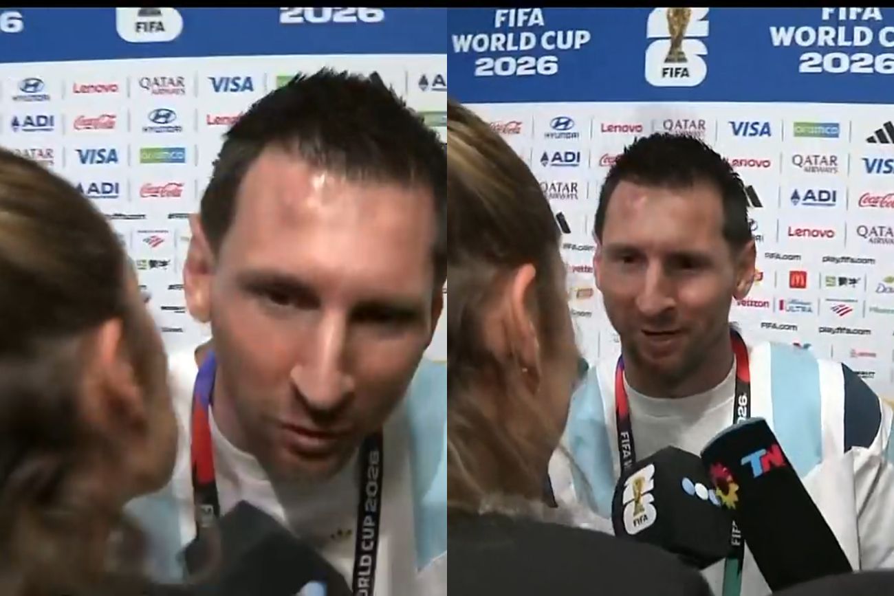 Leo Messi buscó y saludó a Sofi Martínez en la zona mixta de periodistas.