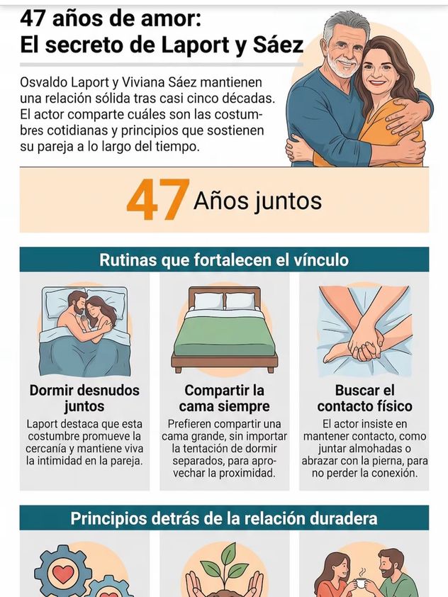 Viviana Sáez compartió la infografía que hizo Infobae sobre las rutinas y principios que tiene la pareja para seguir junta a los 47 años de casados