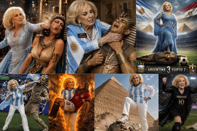 Algunos de los muchísimos memes que circularon en X con Mirtha como protagonista tras la victoria de Argentina contra Egipto.