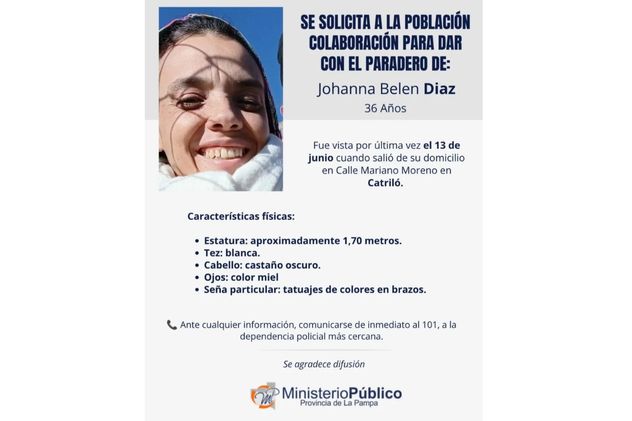 Buscan a Johanna Belén Díaz en La Pampa: desapareció hace casi un mes
