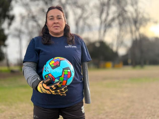 La riocuartense Laura Argüello, arquera de la Selección Argentina Femenina de Fútbol de Amputados.