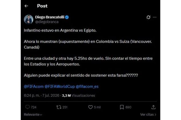 Los tuits de Diego Brancatelli tras las críticas que recibió por hablar de la selección argentina después del partido contra Egipto.