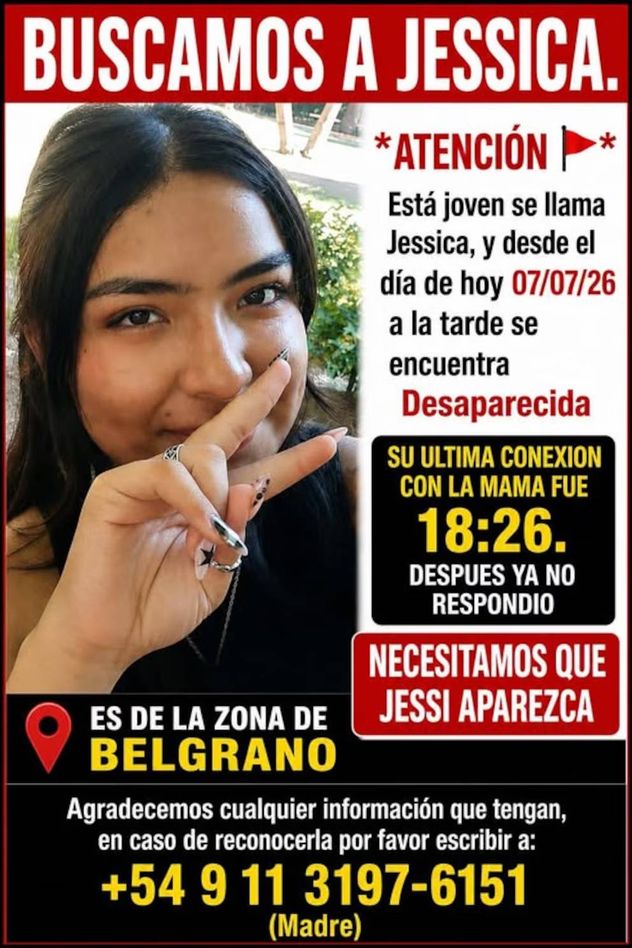 Buscan a una joven de 18 años desapareció en Belgrano tras salir hacia el colegio