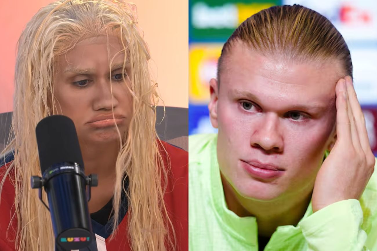 Momi Giardina imitó a Erling Haaland en Luzu y le llovieron las críticas (Collage web)