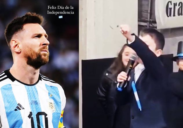 El niño que dijo "aguante Messi" en un acto del 9 de Julio.