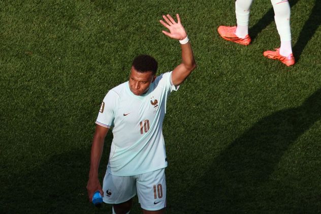 Kylian Mbappé en el partido entre Francia y Marruecos.