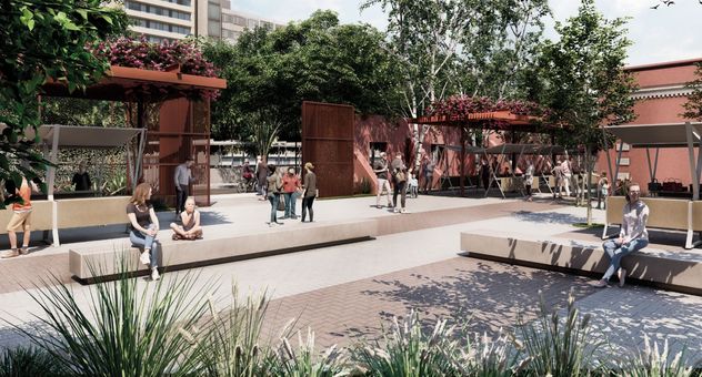 Render de cómo quedará la intervención en el Paseo de las Artes, en barrio Güemes de la ciudad de Córdoba.