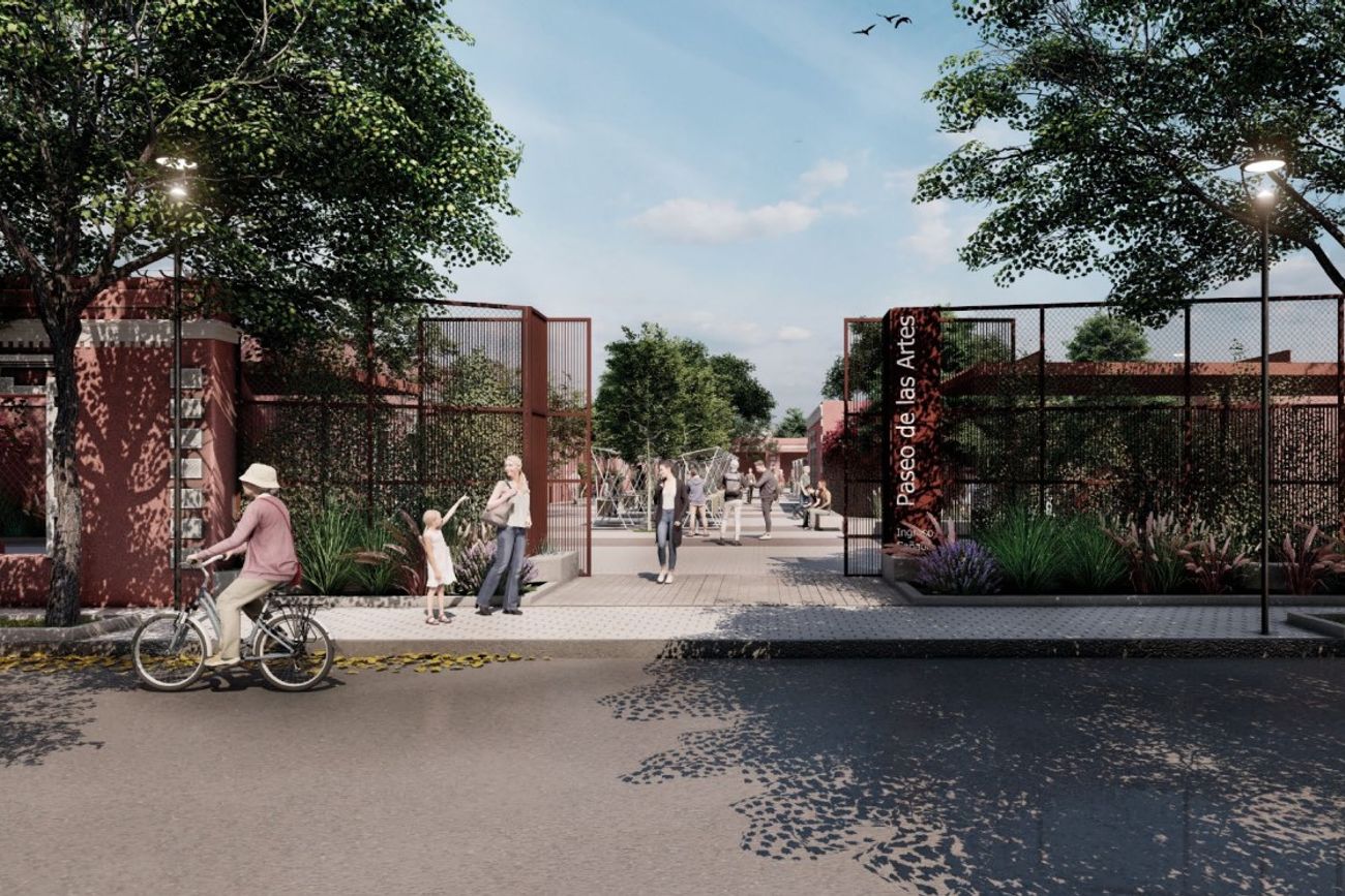 Render de cómo quedará la intervención en el Paseo de las Artes, en barrio Güemes de la ciudad de Córdoba.