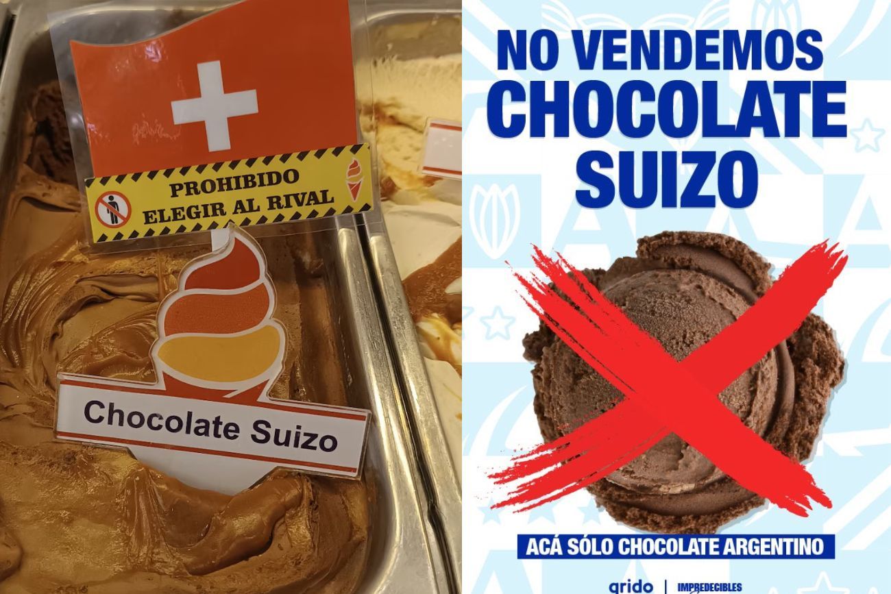 Heladerías argentinas suspenden la venta de chocolate suizo antes del cruce de cuartos