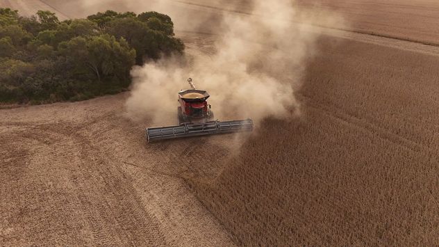 PRODUCTIVIDAD. En campos de Río Primero, con soja que rendían en promedio 46 quintales por hectárea, la máquina tuvo una capacidad operativa de más de 110 hectáreas por día.