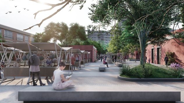 Render de cómo quedará la intervención en el Paseo de las Artes, en barrio Güemes de la ciudad de Córdoba.