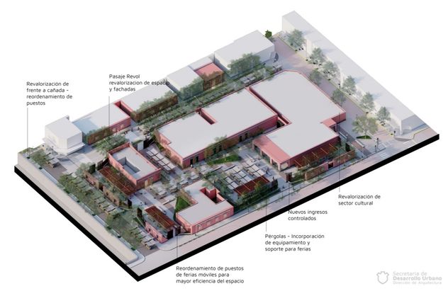 Render de cómo quedará la intervención en el Paseo de las Artes, en barrio Güemes de la ciudad de Córdoba.