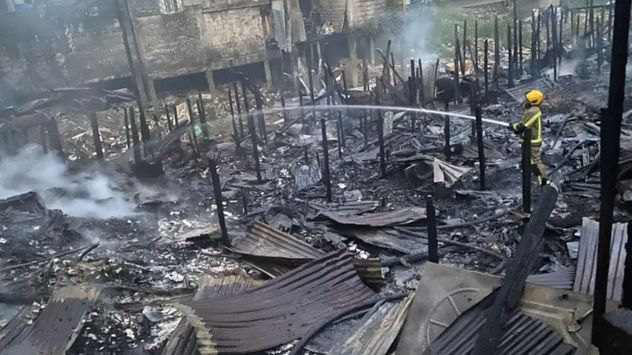 Incendio en un barrio de Colombia