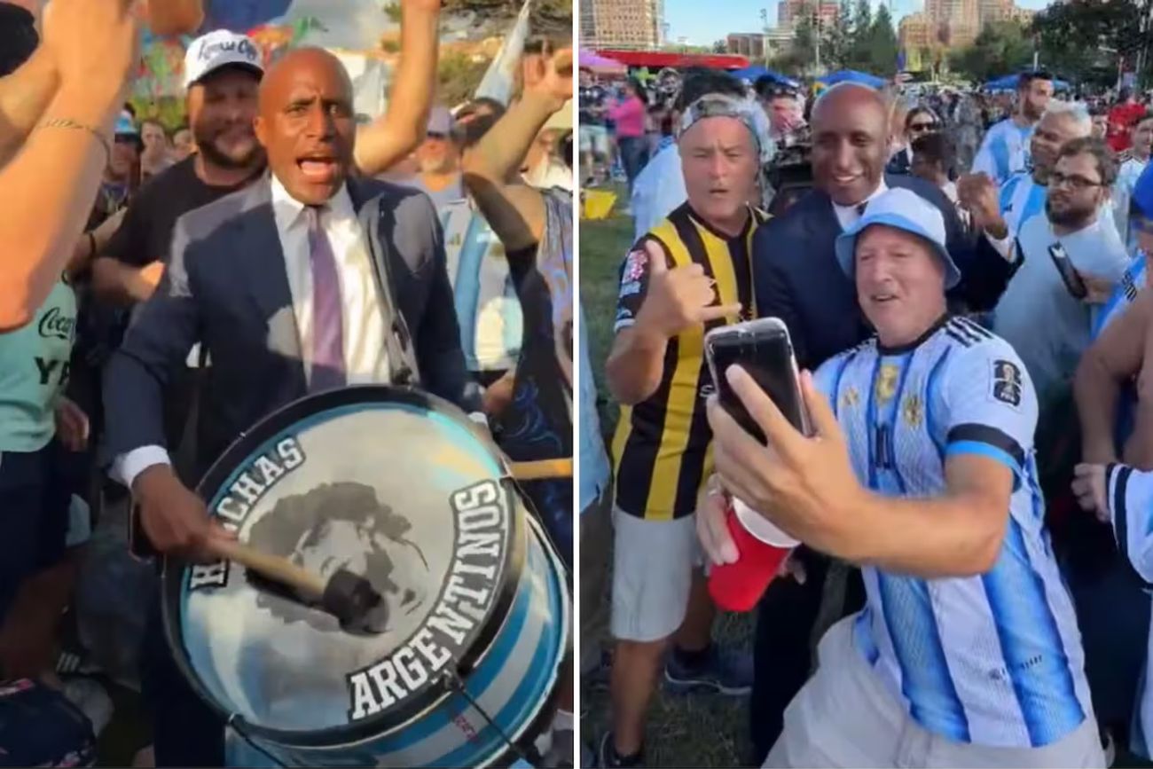 El alcalde de Kansas City se unió al banderazo argentino y tocó el bombo de Maradona