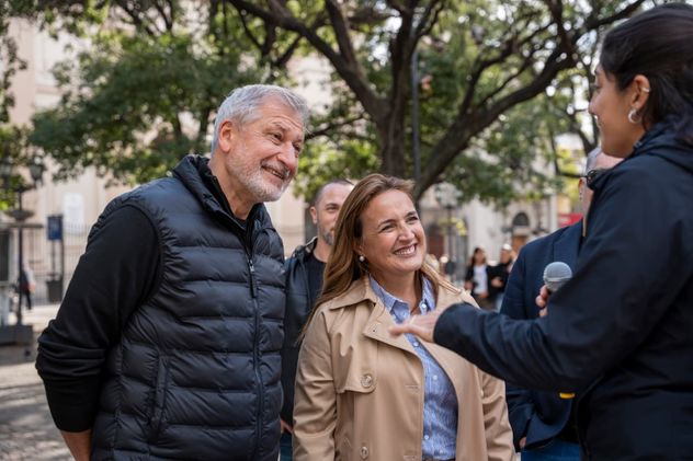 Héctor "Pichi" Campana y la vicegobernadora Myrian Prunotto recorren la Capital. Ambos apuntan a construir un espacio propio dentro del oficialismo provincial. (Prensa Myrian Prunotto)