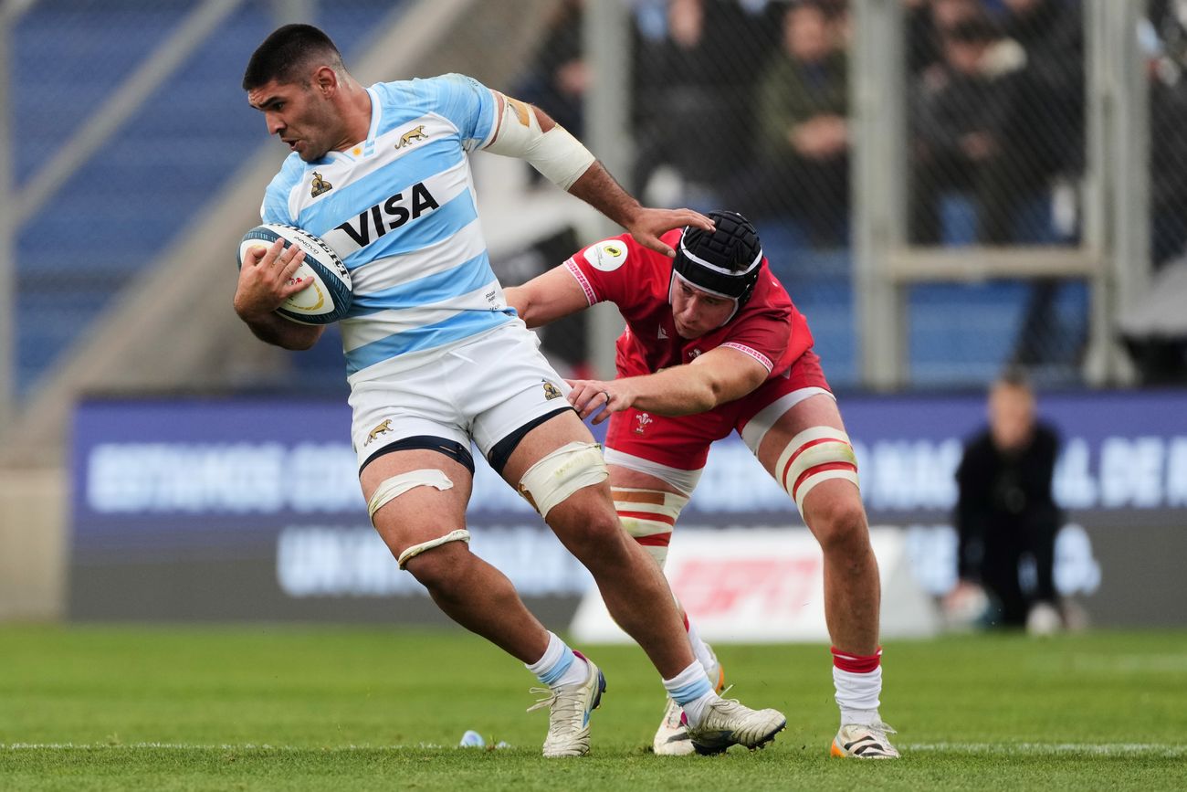 El cordobés Joaquín Oviedo, en acción con Los Pumas ante Gales, en San Juan.