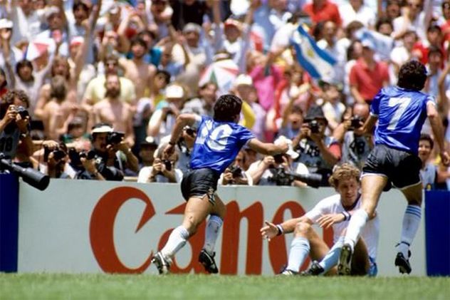 Diego Armando Maradona celebra ante los ingleses en el Mundial de México 1986.