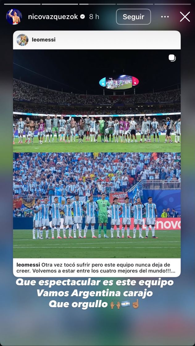 El festejo mundialista de Nico Vázquez.