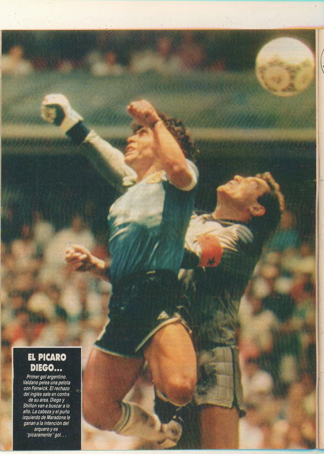 La mano de Dios, el primer gol de Diego Maradona a Inglaterra en el Mundial del '86.
