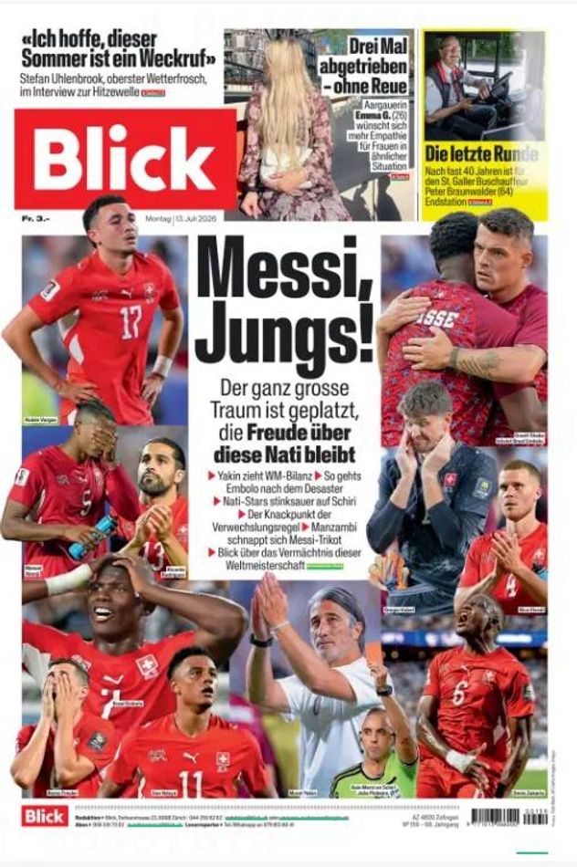 Las portadas de los diarios de Suiza.