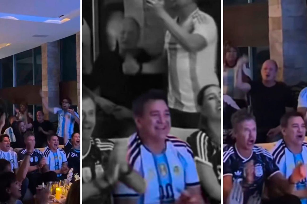 Insaurralde captado alentando a la selección argentina en la casa del hermano del juez que lo investiga por el Yategate. 