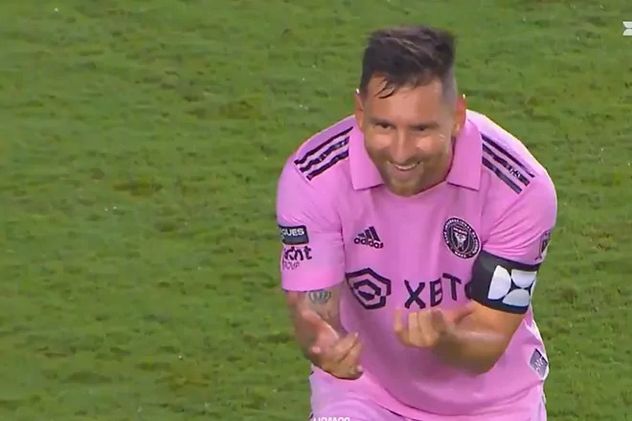 El festejo de Lionel Messi a lo Spider Man tras convertir en un partido del Inter Miami en agosto de 2023.