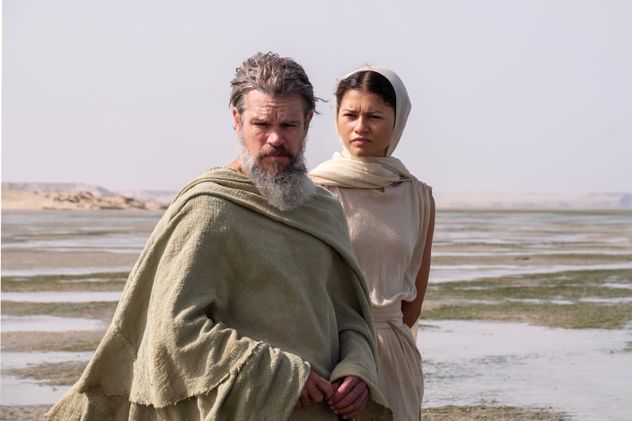 Matt Damon como Odiseo y Zendaya como Atenea en "La Odisea".