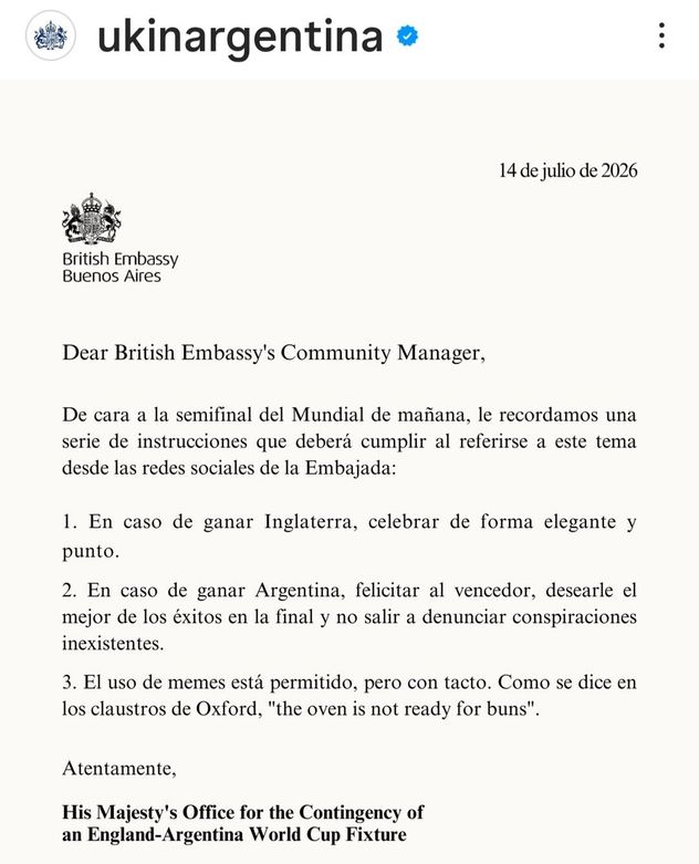 La Embajada Británica publicó un curioso  memo interno para evitar polémicas en redes sociales