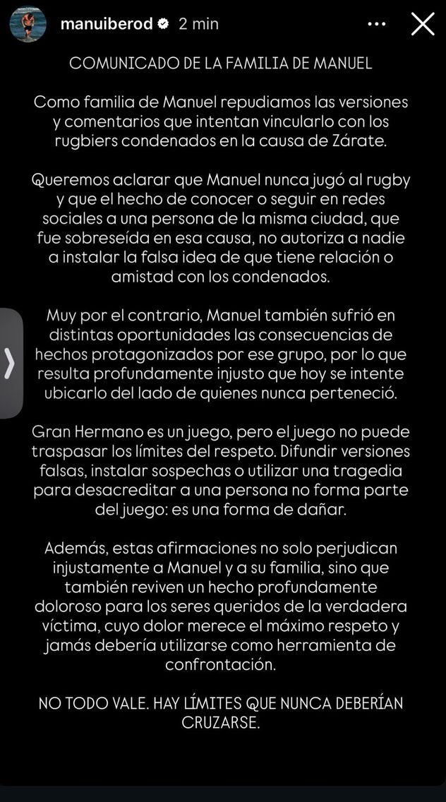 El comunicado oficial de la familia