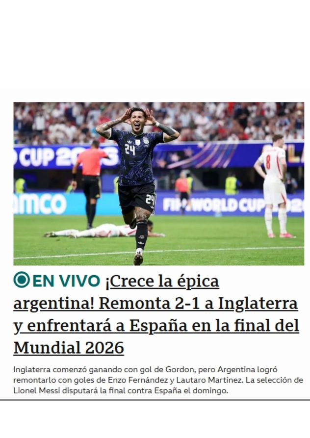 Los medios internacionales ante el triunfo de Argentina.