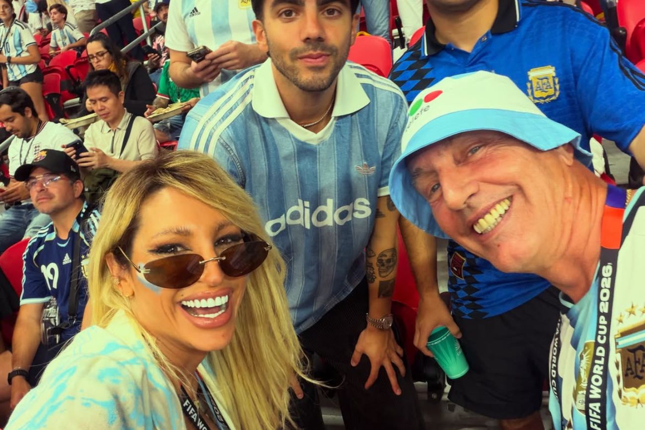 Marley junto a Vicky Xipolitakis en el partido de Argentina contra Inglaterra.