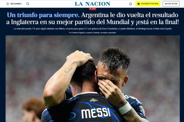 Argentina a la final: las reacciones de los medios nacionales por la victoria frente a Inglaterra
