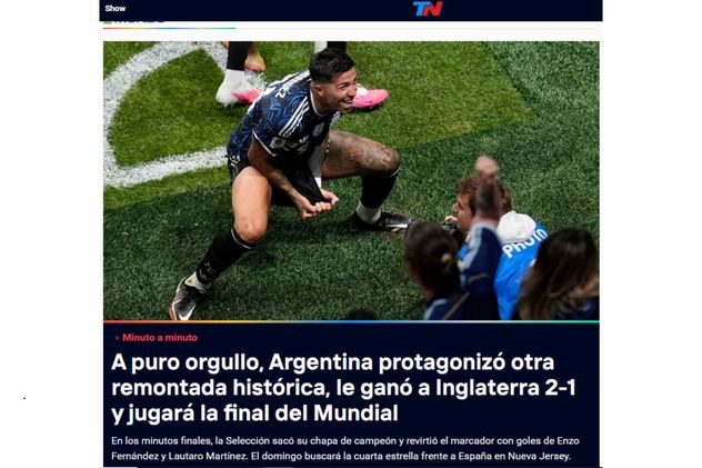 Argentina a la final: las reacciones de los medios nacionales por la victoria frente a Inglaterra