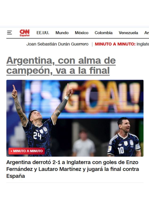 Los medios internacionales ante el triunfo de Argentina.