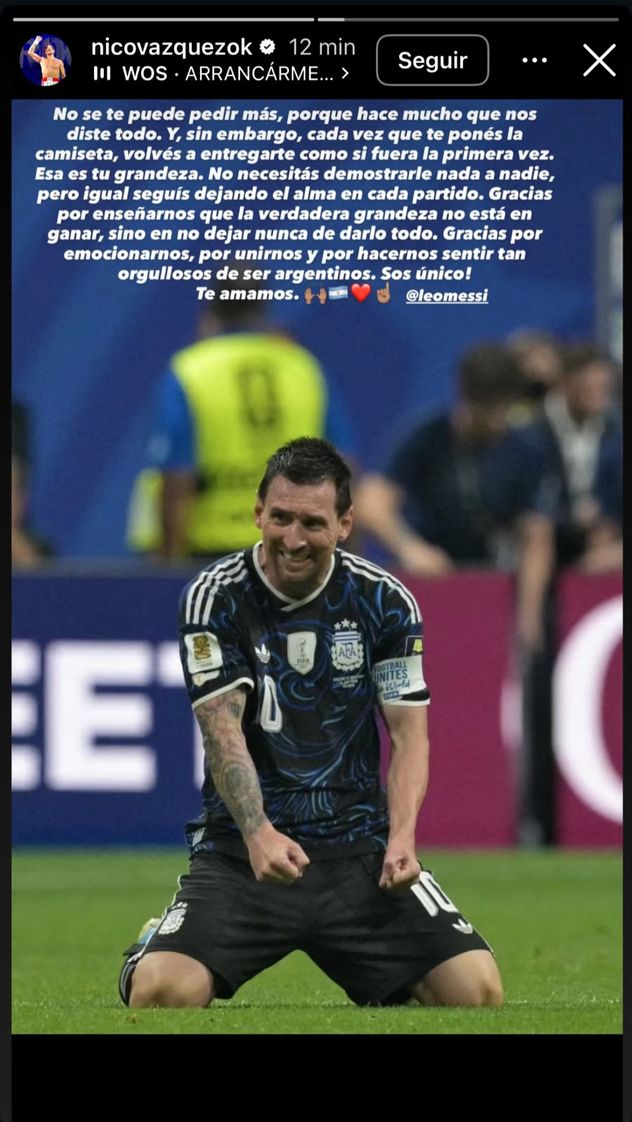 El festejo mundialista de Nico Vázquez.