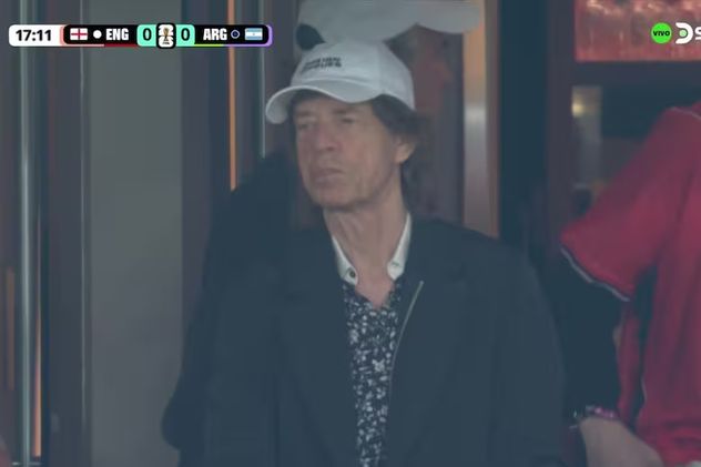 Mick Jagger en el partido de Argentina contra Inglaterra.