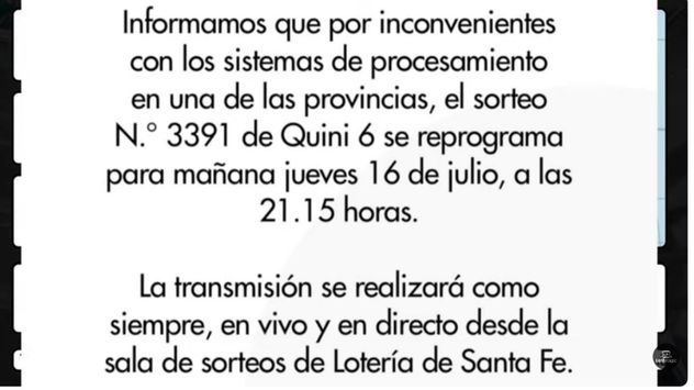 El Quini 6 reprogramó el sorteo 3.391 por problemas técnicos: conocé la nueva fecha y horario
