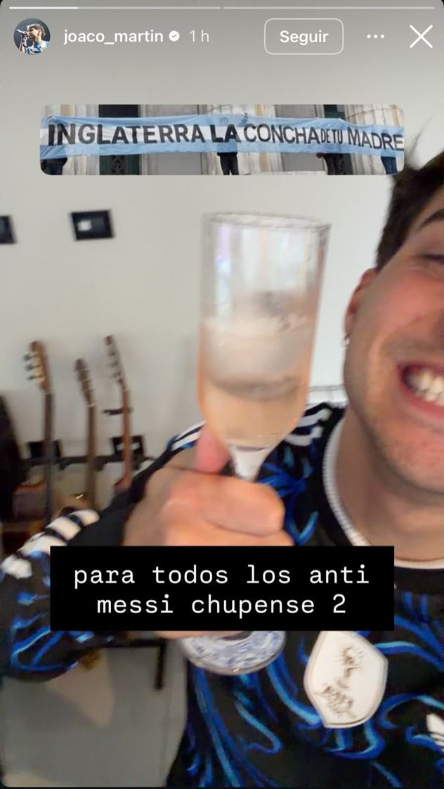 El festejo mundialista de Joaco Martin.