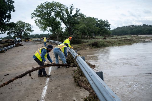 Inundaciones del río Guadalupe el viernes 17 de julio de 2026 en Comfort, Texas.