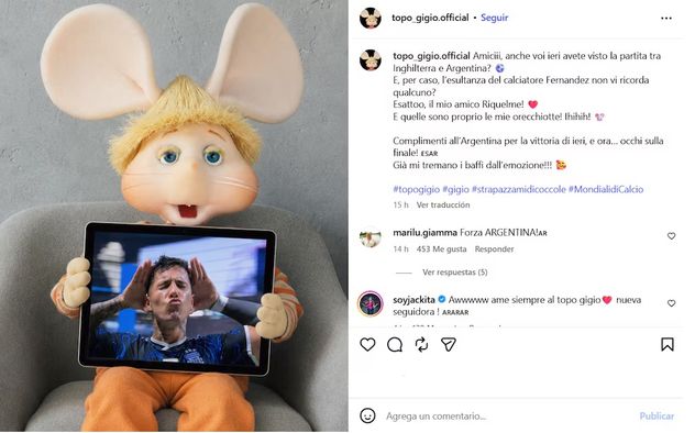 El post del Topo Gigio tras la victoria de Argentina en Semifinales