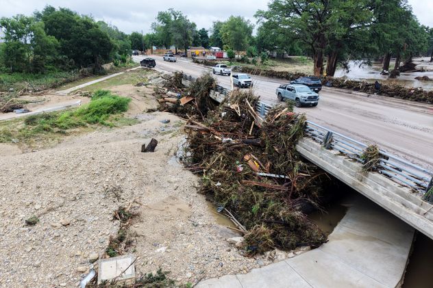 Inundaciones del río Guadalupe el viernes 17 de julio de 2026 en Comfort, Texas.